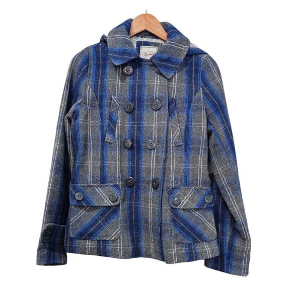 Heritage 1981 Plaid Wool Blend Jacket Gray / Blue Size M - Picture 1 of 5